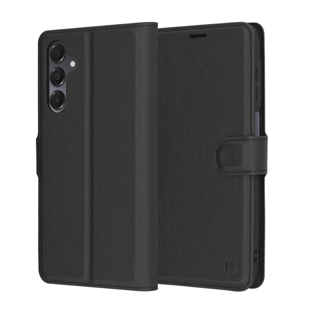Tok Samsung Galaxy A16 5G A166 / A16 4G A165 készülékhez, Techsuit, bőr folio, fekete