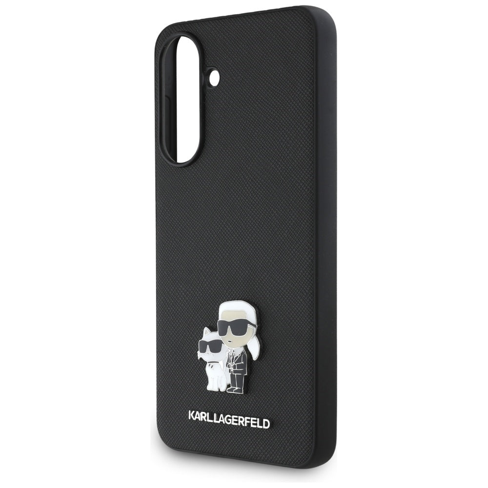 Tok Samsung Galaxy A36 A366-hoz, Karl Lagerfeld, Saffiano Karl & Choupette Metal, Fekete