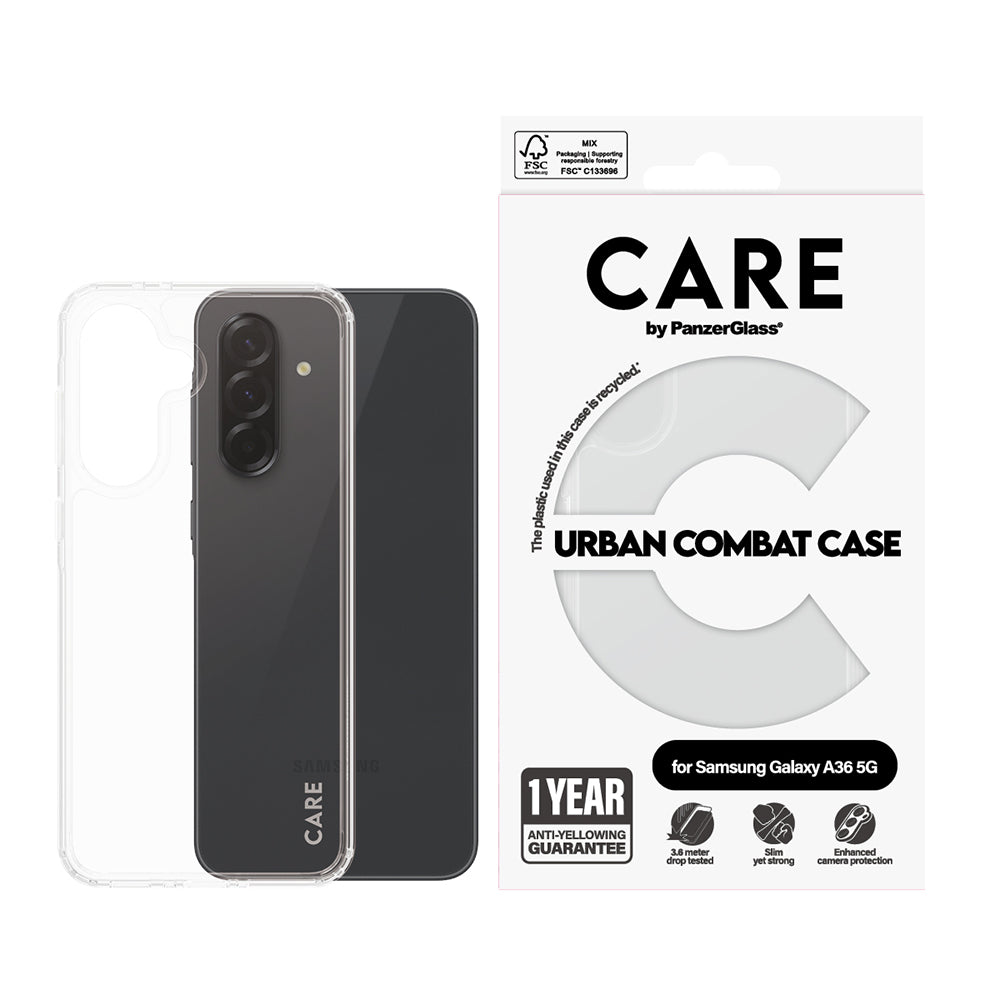 Tok Samsung Galaxy A36 A366-hoz, PanzerGlass, Care Urban Combat, Átlátszó