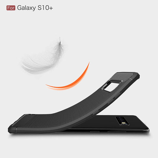 Tok Samsung Galaxy S10+ G975-hez, Techsuit, karbon, fekete
