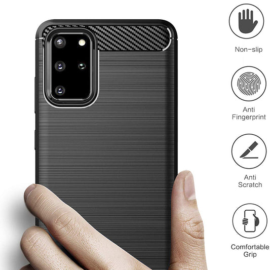 Tok Samsung Galaxy S20+ 5G G986 / S20+ G985-hez, Techsuit, Karbon, Fekete