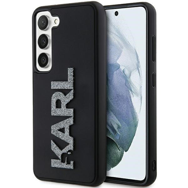 Tok Samsung Galaxy S23+ S916-hoz, Karl Lagerfeld, 3D Rubber Glitter Logo, Fekete