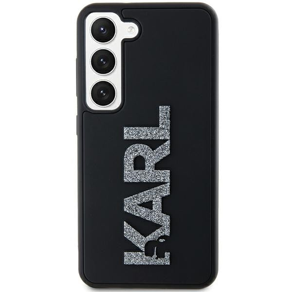 Tok Samsung Galaxy S23+ S916-hoz, Karl Lagerfeld, 3D Rubber Glitter Logo, Fekete