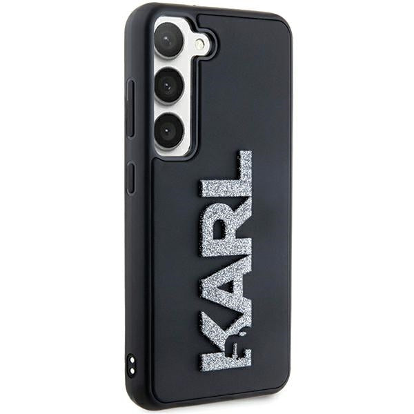 Tok Samsung Galaxy S23+ S916-hoz, Karl Lagerfeld, 3D Rubber Glitter Logo, Fekete
