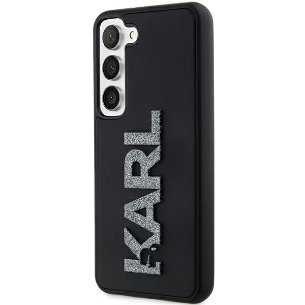 Tok Samsung Galaxy S23+ S916-hoz, Karl Lagerfeld, 3D Rubber Glitter Logo, Fekete