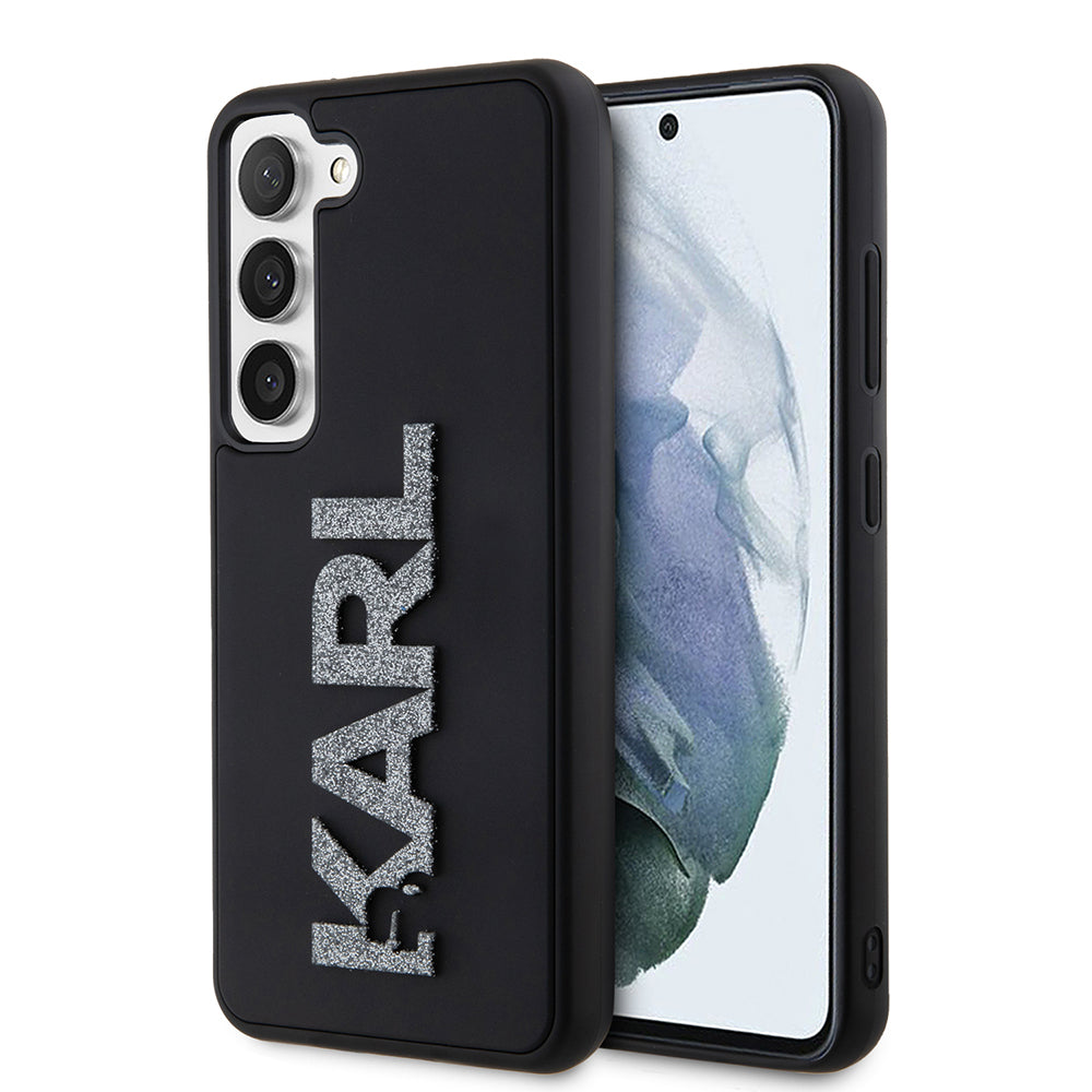 Case for Samsung Galaxy S23 S911, Karl Lagerfeld, 3D Rubber Glitter Logo, Black