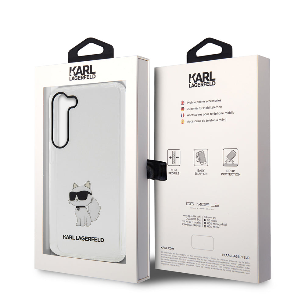 Tok Samsung Galaxy S23 S911-hez, Karl Lagerfeld, Ikonik Choupette, Átlátszó