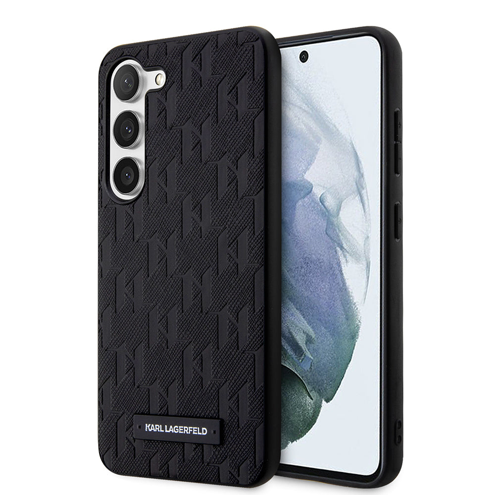 Tok Samsung Galaxy S23 S911-hez, Karl Lagerfeld, Saffiano Monogram Metal Logo, Fekete