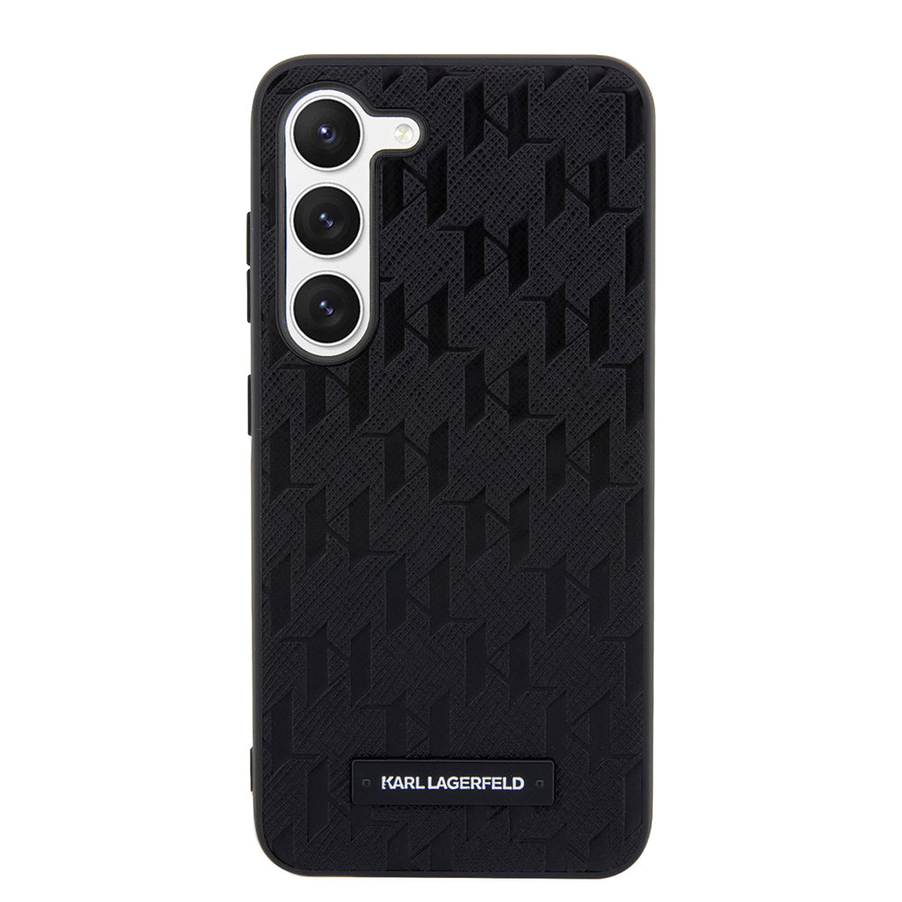 Tok Samsung Galaxy S23 S911-hez, Karl Lagerfeld, Saffiano Monogram Metal Logo, Fekete