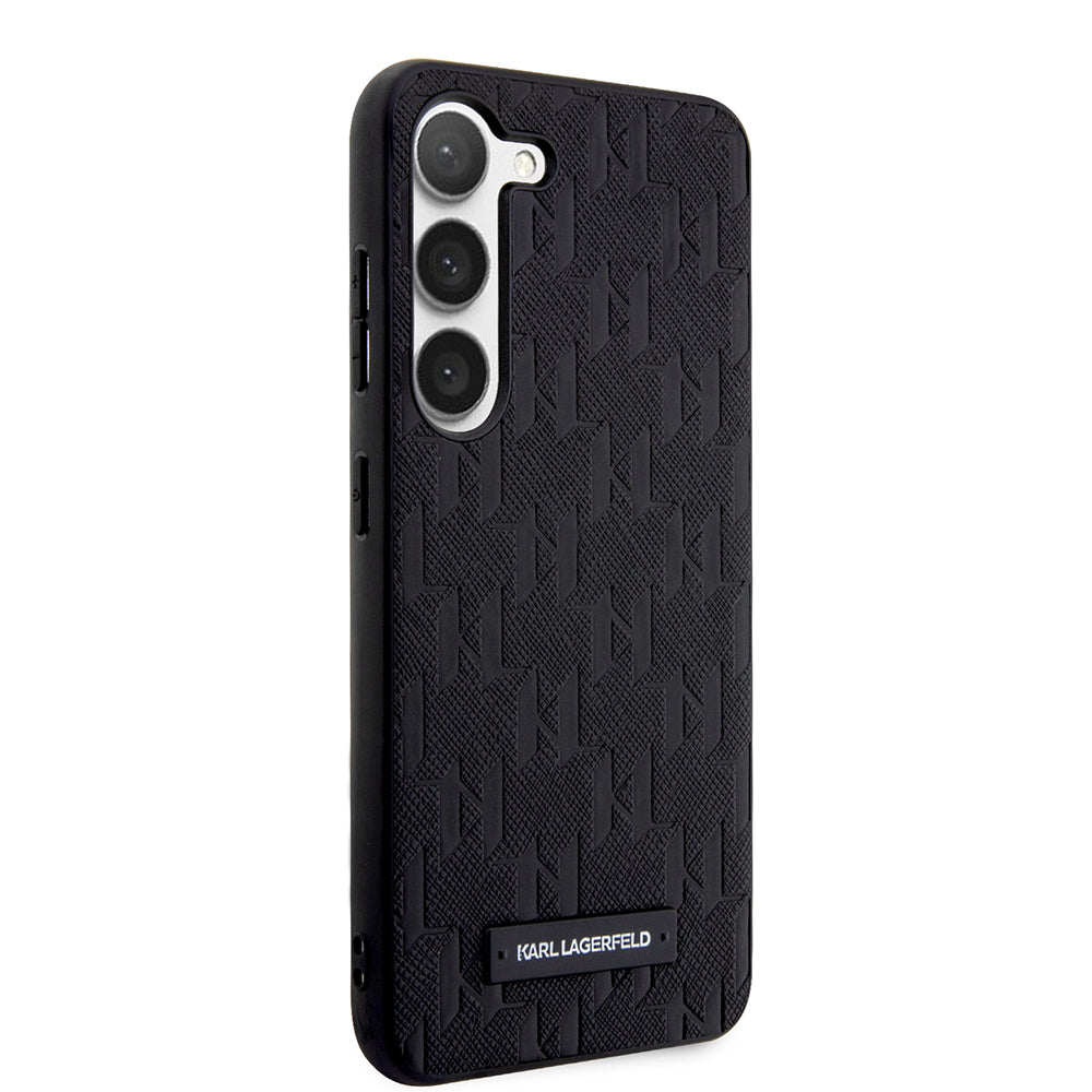 Tok Samsung Galaxy S23 S911-hez, Karl Lagerfeld, Saffiano Monogram Metal Logo, Fekete