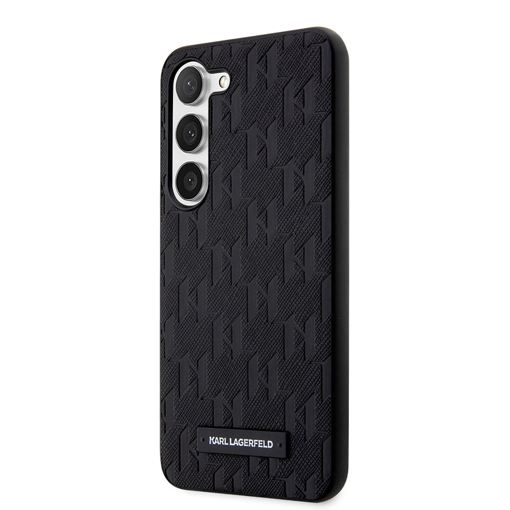 Tok Samsung Galaxy S23 S911-hez, Karl Lagerfeld, Saffiano Monogram Metal Logo, Fekete
