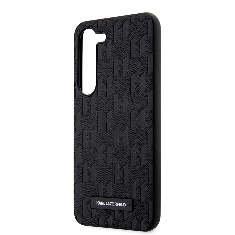 Tok Samsung Galaxy S23 S911-hez, Karl Lagerfeld, Saffiano Monogram Metal Logo, Fekete
