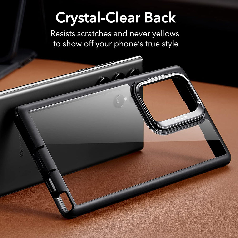 Tok Samsung Galaxy S23 Ultra S918-hoz, ESR, Shock Armor Kickstand, Átlátszó Fekete