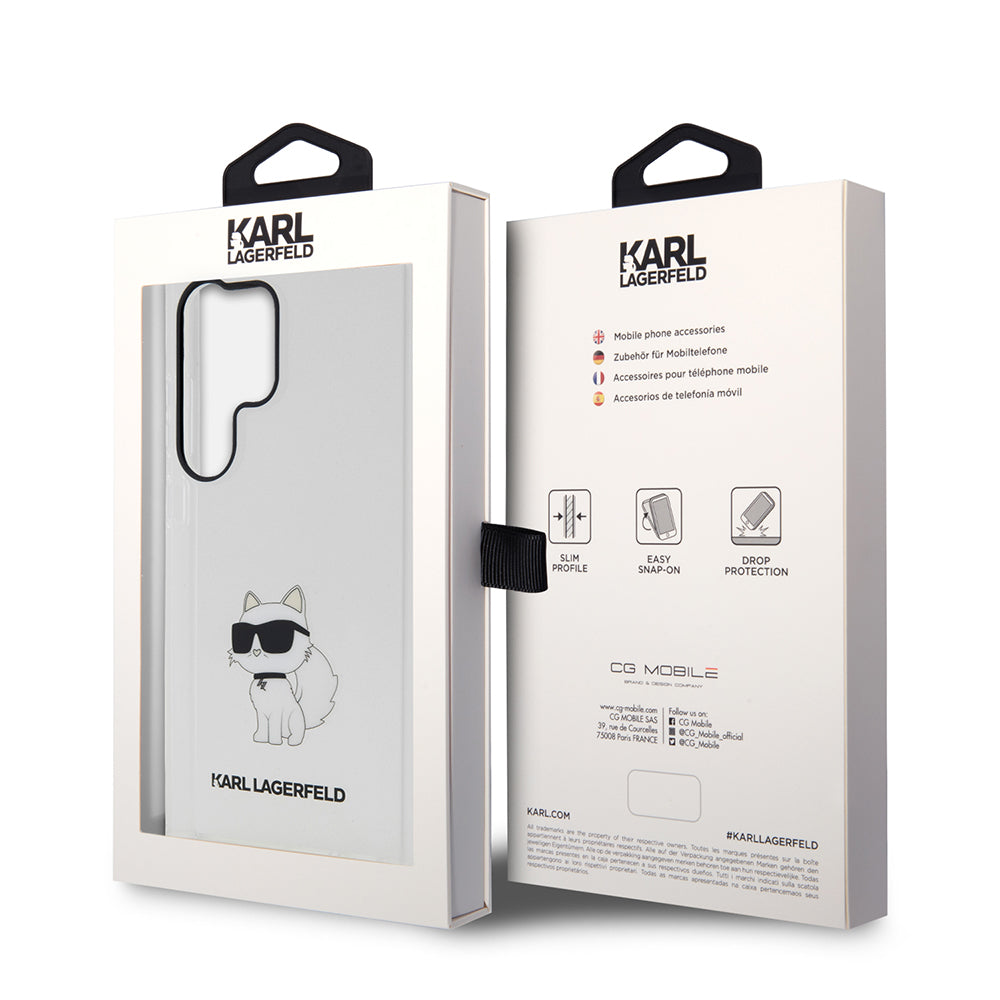 Tok Samsung Galaxy S23 Ultra S918-hoz, Karl Lagerfeld, Ikonik Choupette, Átlátszó
