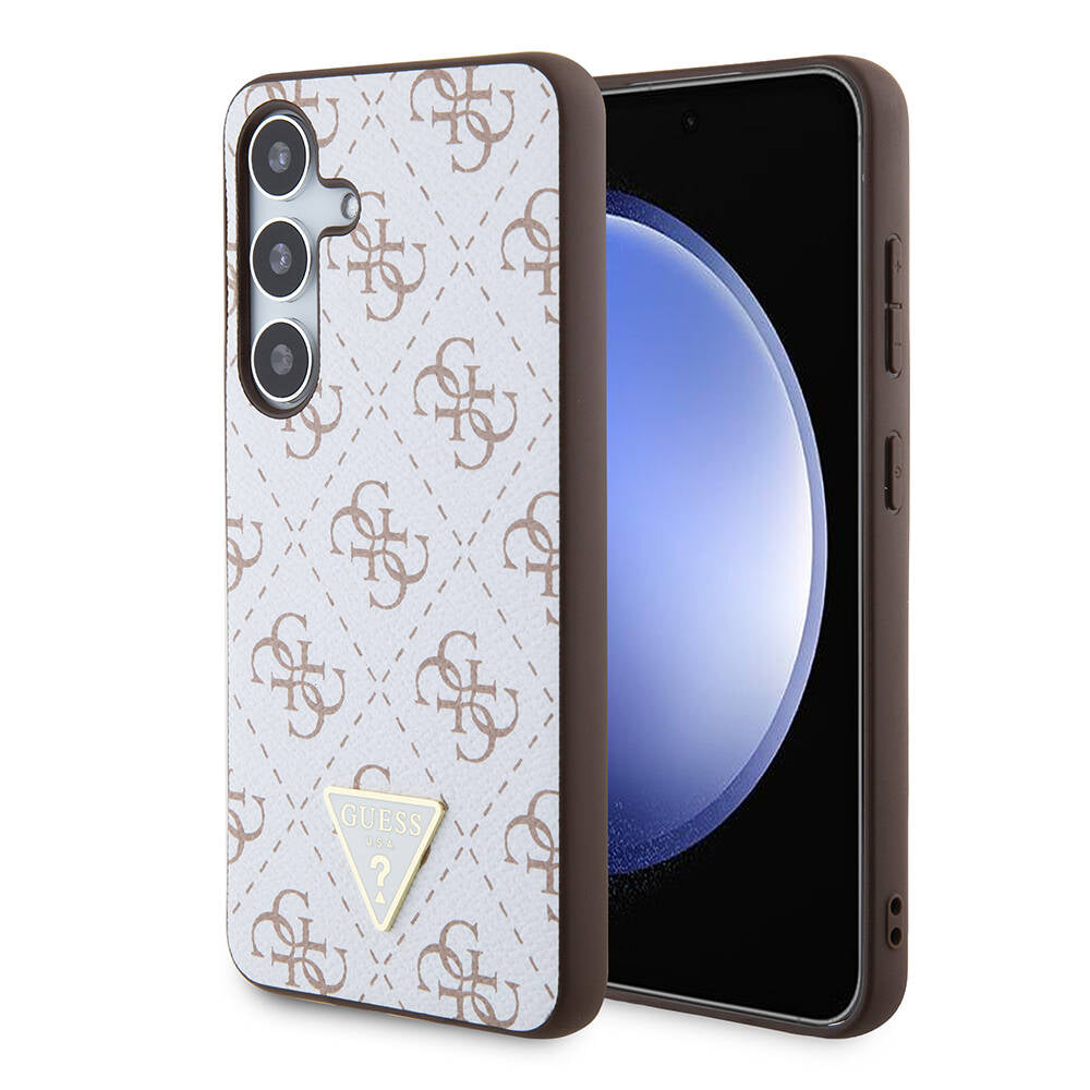 Tok Samsung Galaxy S24+ S926-hoz, Guess, 4G Triangle Logo, Fehér