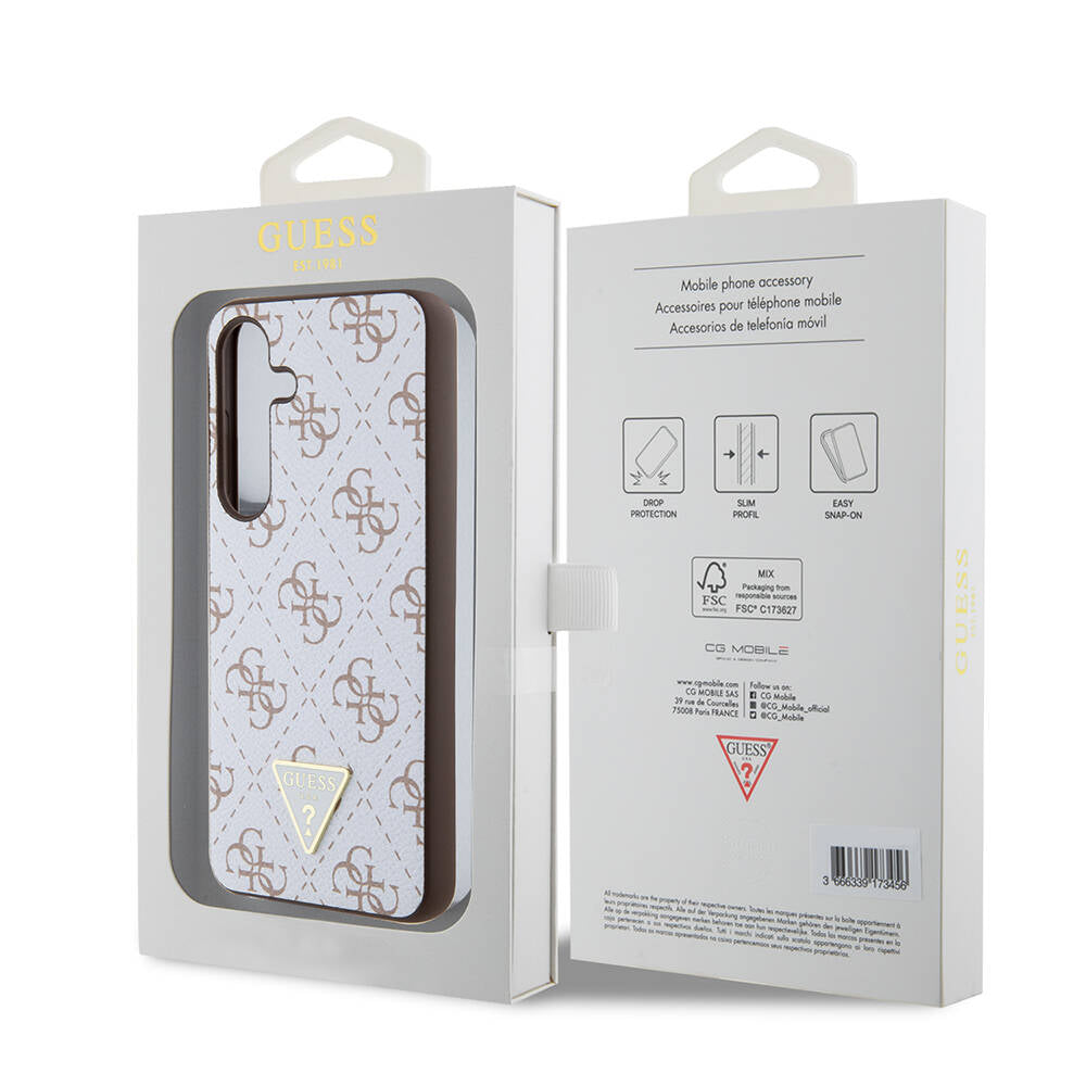 Tok Samsung Galaxy S24+ S926-hoz, Guess, 4G Triangle Logo, Fehér