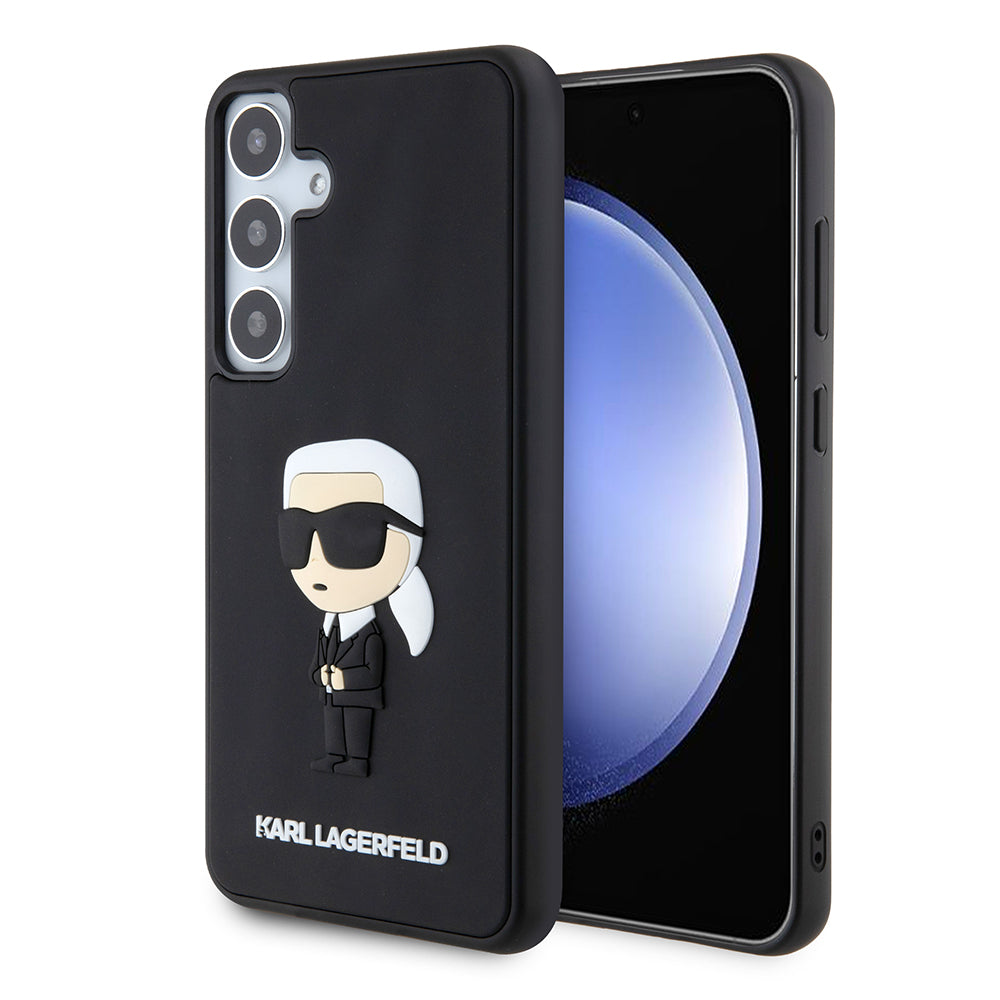 Tok Samsung Galaxy S24+ S926-hoz, Karl Lagerfeld, 3D Rubber Ikonik Karl, Fekete