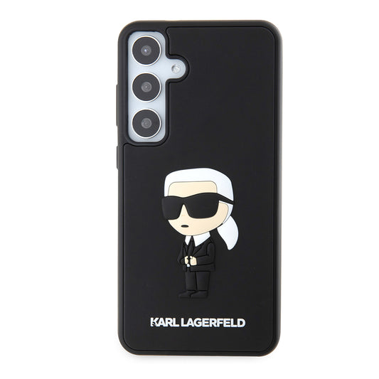 Tok Samsung Galaxy S24+ S926-hoz, Karl Lagerfeld, 3D Rubber Ikonik Karl, Fekete