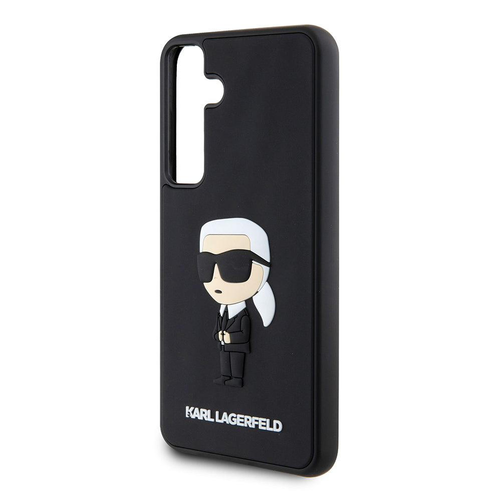 Tok Samsung Galaxy S24+ S926-hoz, Karl Lagerfeld, 3D Rubber Ikonik Karl, Fekete