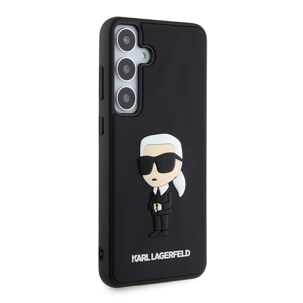 Tok Samsung Galaxy S24+ S926-hoz, Karl Lagerfeld, 3D Rubber Ikonik Karl, Fekete