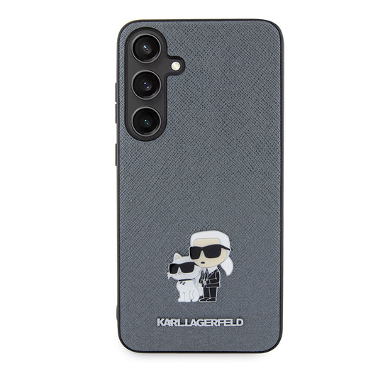 Tok Samsung Galaxy S24+ S926-hoz, Karl Lagerfeld, Saffiano Karl & Choupette Metal, Szürke