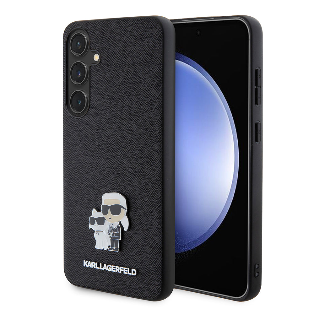 Tok Samsung Galaxy S24+ S926-hoz, Karl Lagerfeld, Saffiano Karl & Choupette Metal, Fekete