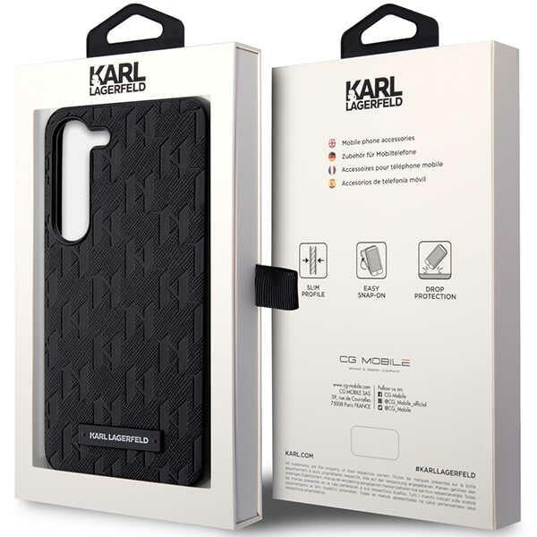 Tok Samsung Galaxy S24+ S926-hoz, Karl Lagerfeld, Saffiano Monogram Metal Logo, Fekete
