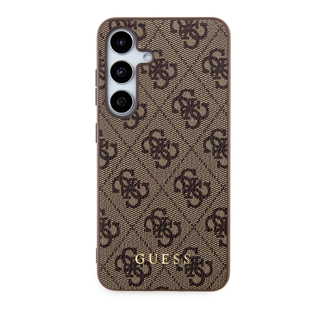 Tok Samsung Galaxy S24 S921-hez, Guess, 4G Metal Gold Logo, Barna