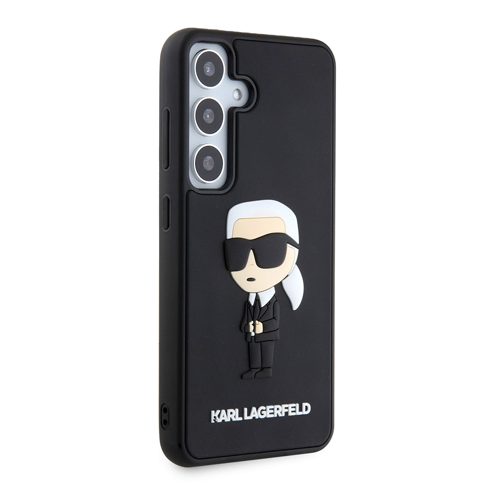 Tok Samsung Galaxy S24 S921-hez, Karl Lagerfeld, 3D Rubber Ikonik Karl, Fekete