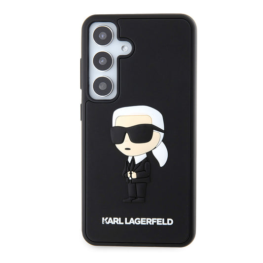 Tok Samsung Galaxy S24 S921-hez, Karl Lagerfeld, 3D Rubber Ikonik Karl, Fekete
