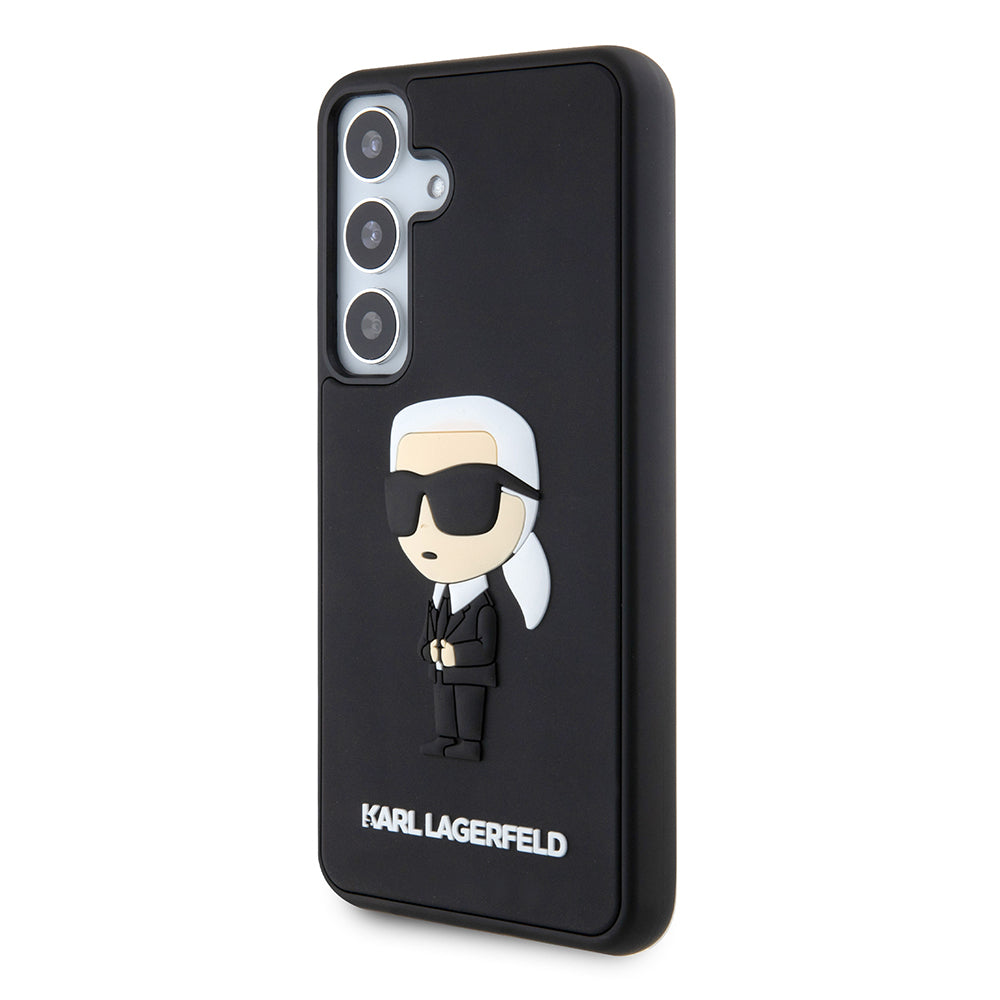 Tok Samsung Galaxy S24 S921-hez, Karl Lagerfeld, 3D Rubber Ikonik Karl, Fekete