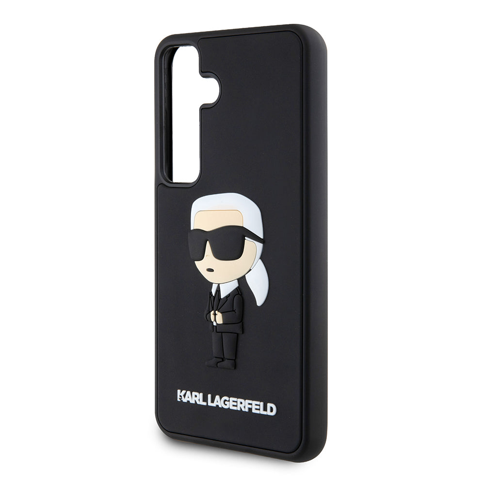 Tok Samsung Galaxy S24 S921-hez, Karl Lagerfeld, 3D Rubber Ikonik Karl, Fekete