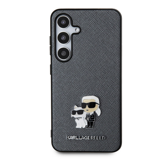 Tok Samsung Galaxy S24 S921-hez, Karl Lagerfeld, Saffiano Karl & Choupette Metal, Szürke