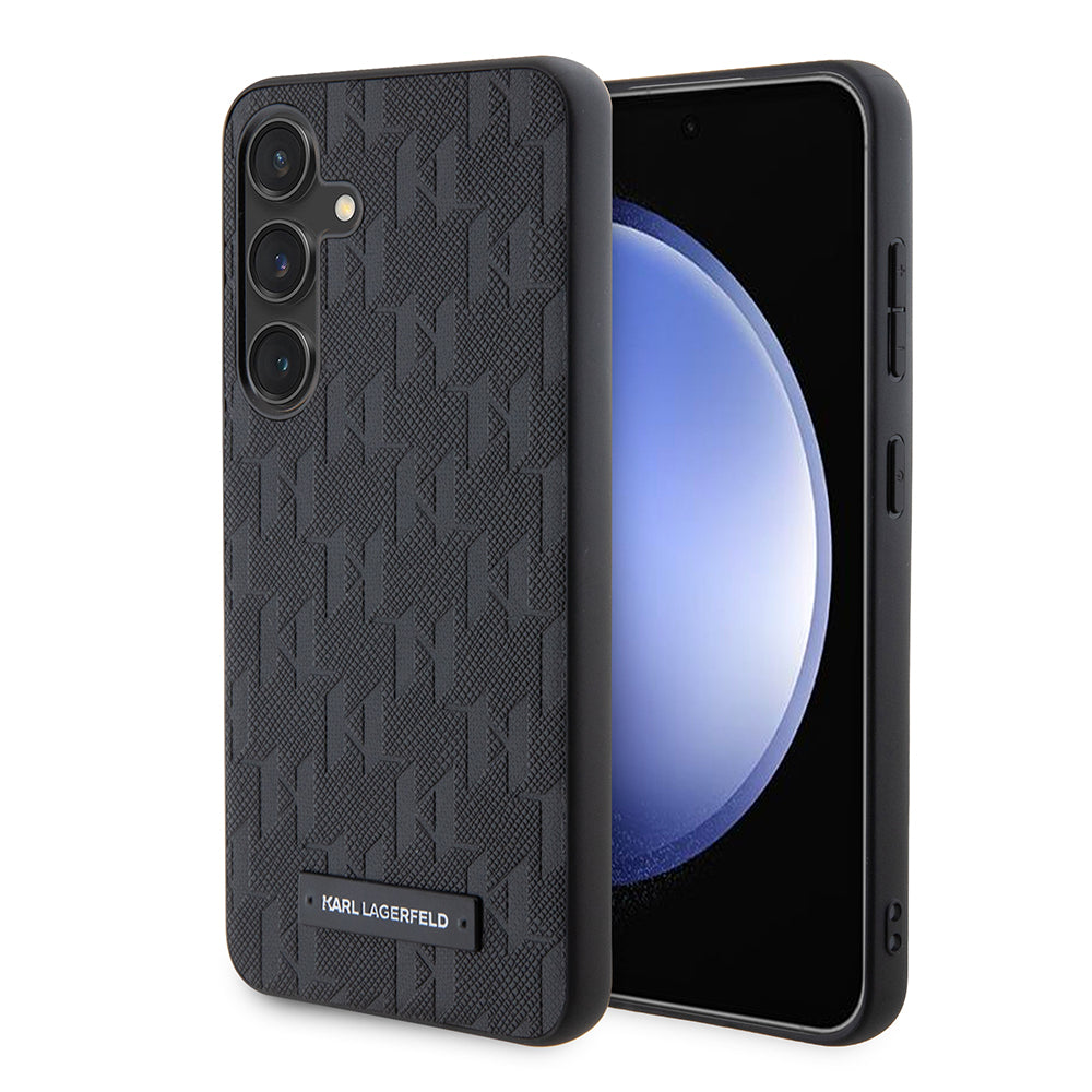 Tok Samsung Galaxy S24 S921-hez, Karl Lagerfeld, Saffiano Mono Metal Logo, Fekete