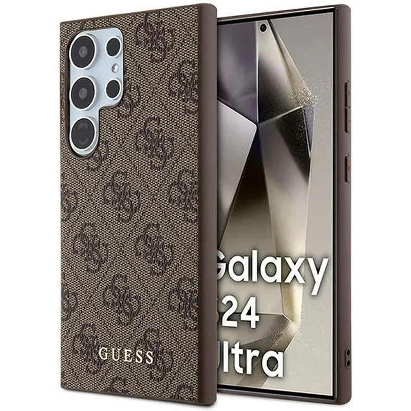 Tok Samsung Galaxy S24 Ultra S928-hoz, Guess, 4G Metal Gold Logo, Barna