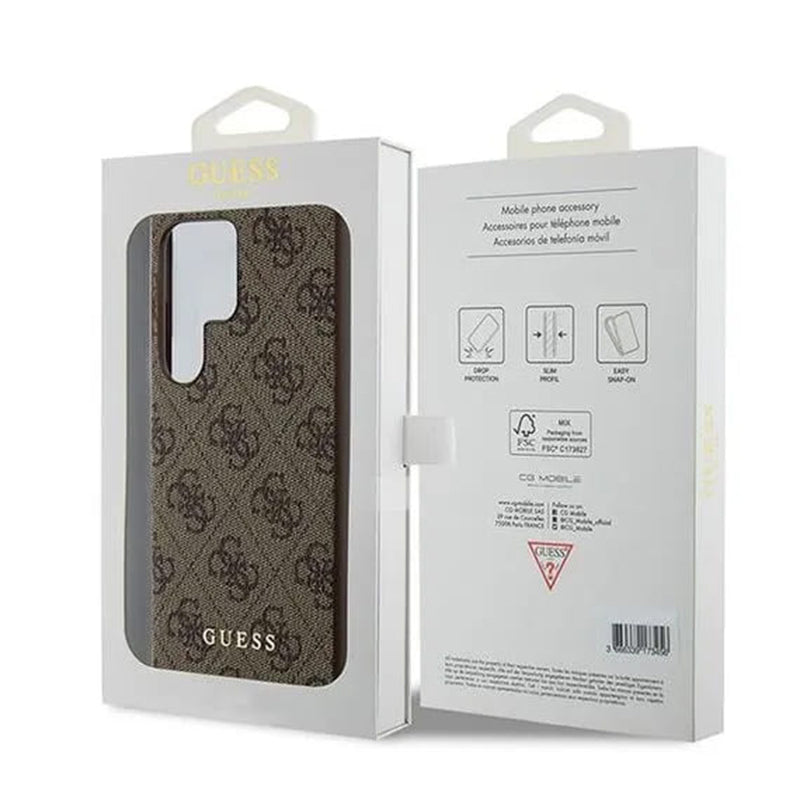 Tok Samsung Galaxy S24 Ultra S928-hoz, Guess, 4G Metal Gold Logo, Barna