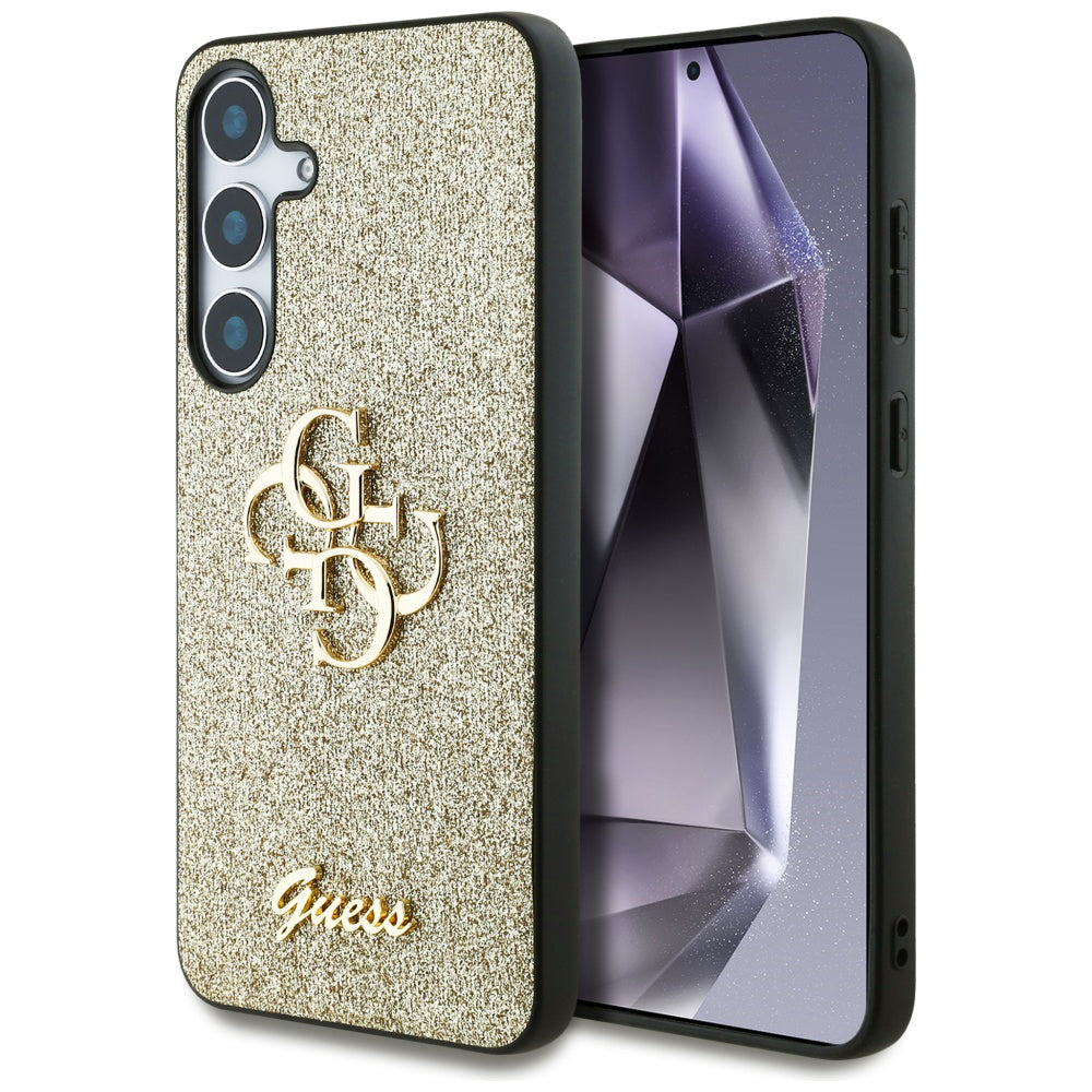 Tok Samsung Galaxy S25+ S936-hoz, Guess, Glitter Big 4G Script, Arany