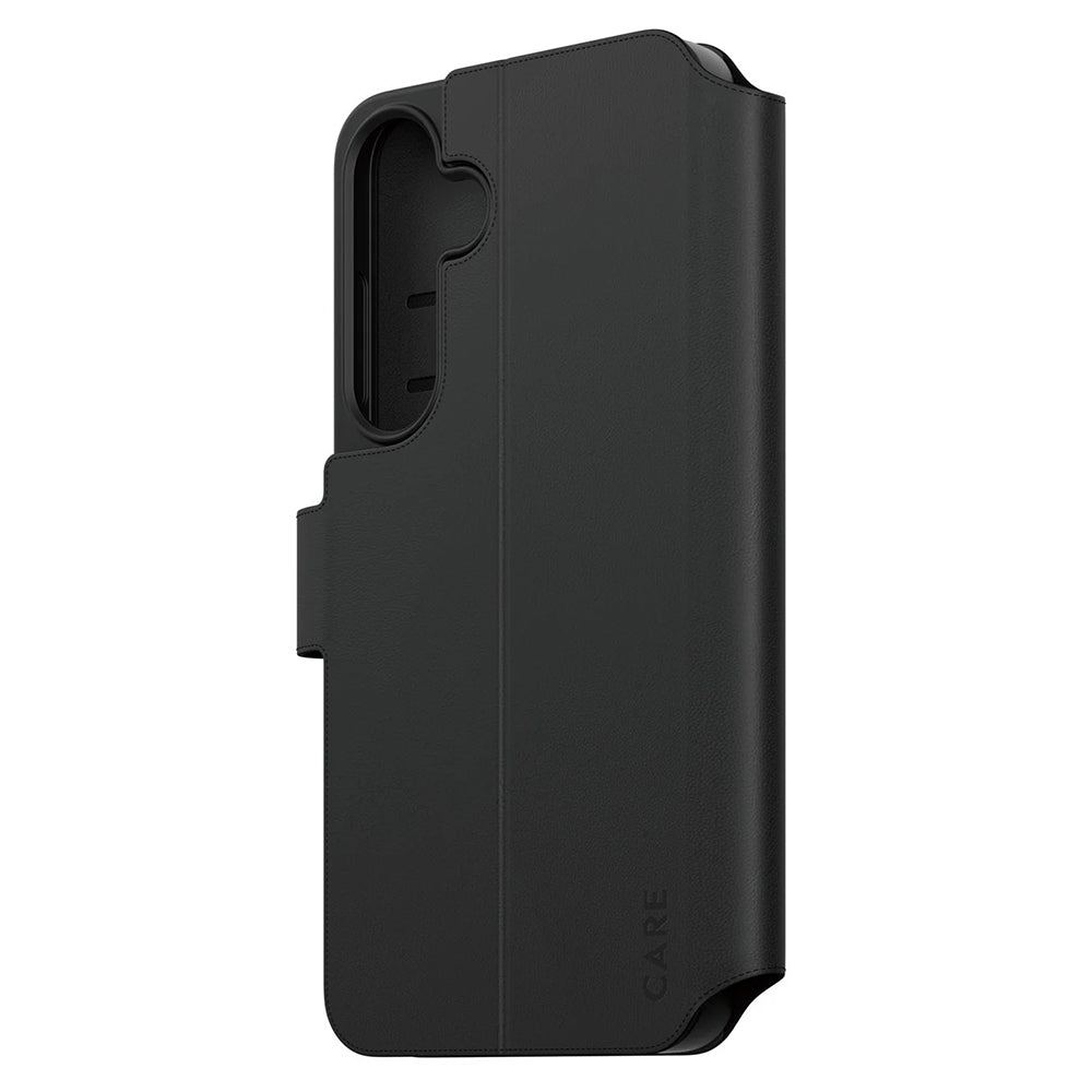 Tok Samsung Galaxy S25+ S936-hoz, PanzerGlass, Care Feature Kickstand Wallet, Fekete