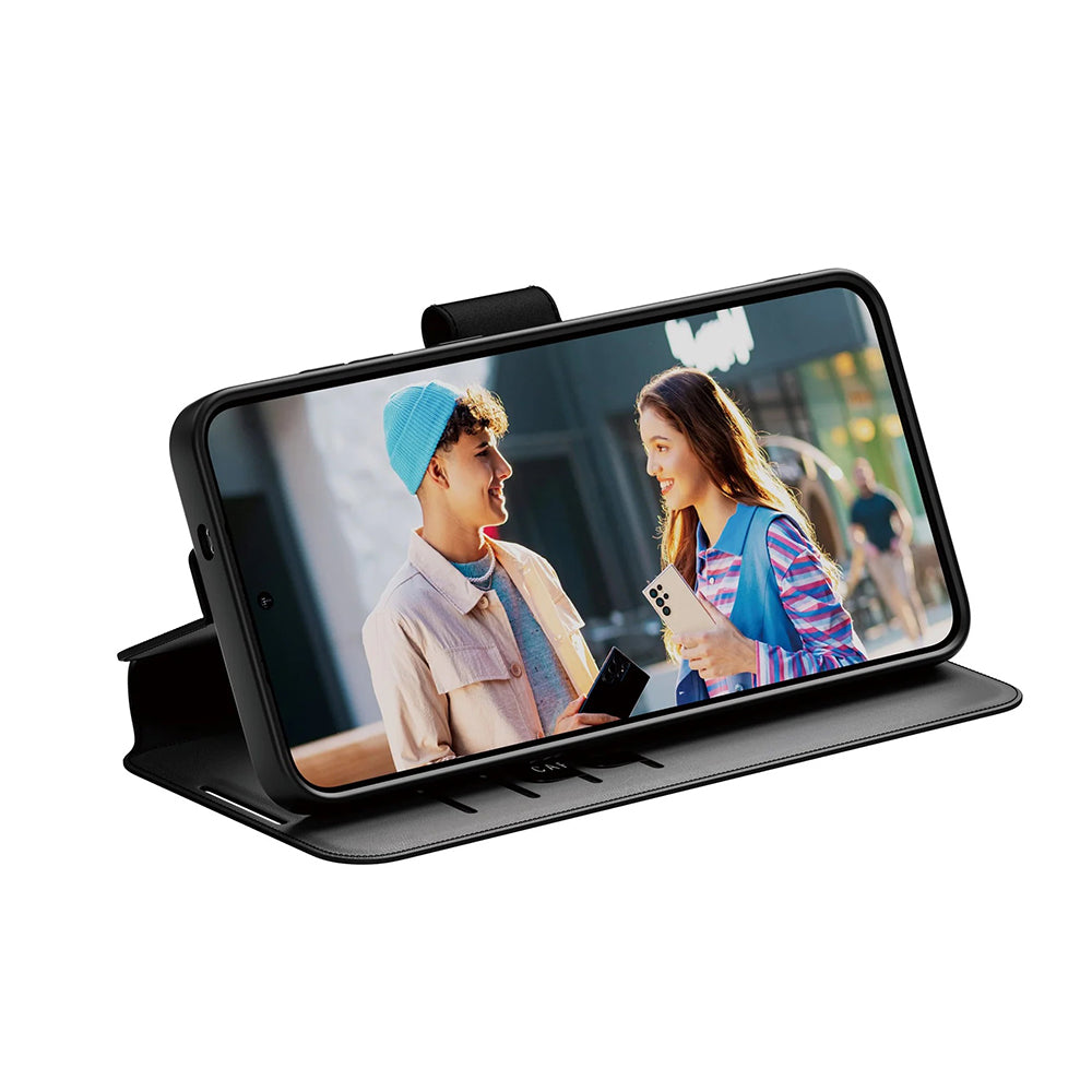 Tok Samsung Galaxy S25+ S936-hoz, PanzerGlass, Care Feature Kickstand Wallet, Fekete