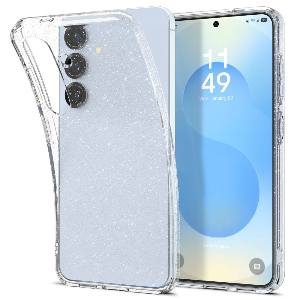 Tok Samsung Galaxy S25+ S936-hoz, Spigen, Liquid Crystal Glitter, Átlátszó