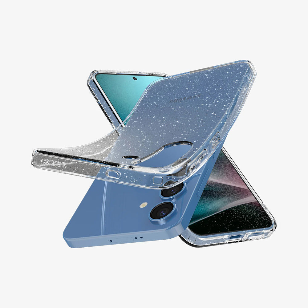 Tok Samsung Galaxy S25+ S936-hoz, Spigen, Liquid Crystal Glitter, Átlátszó