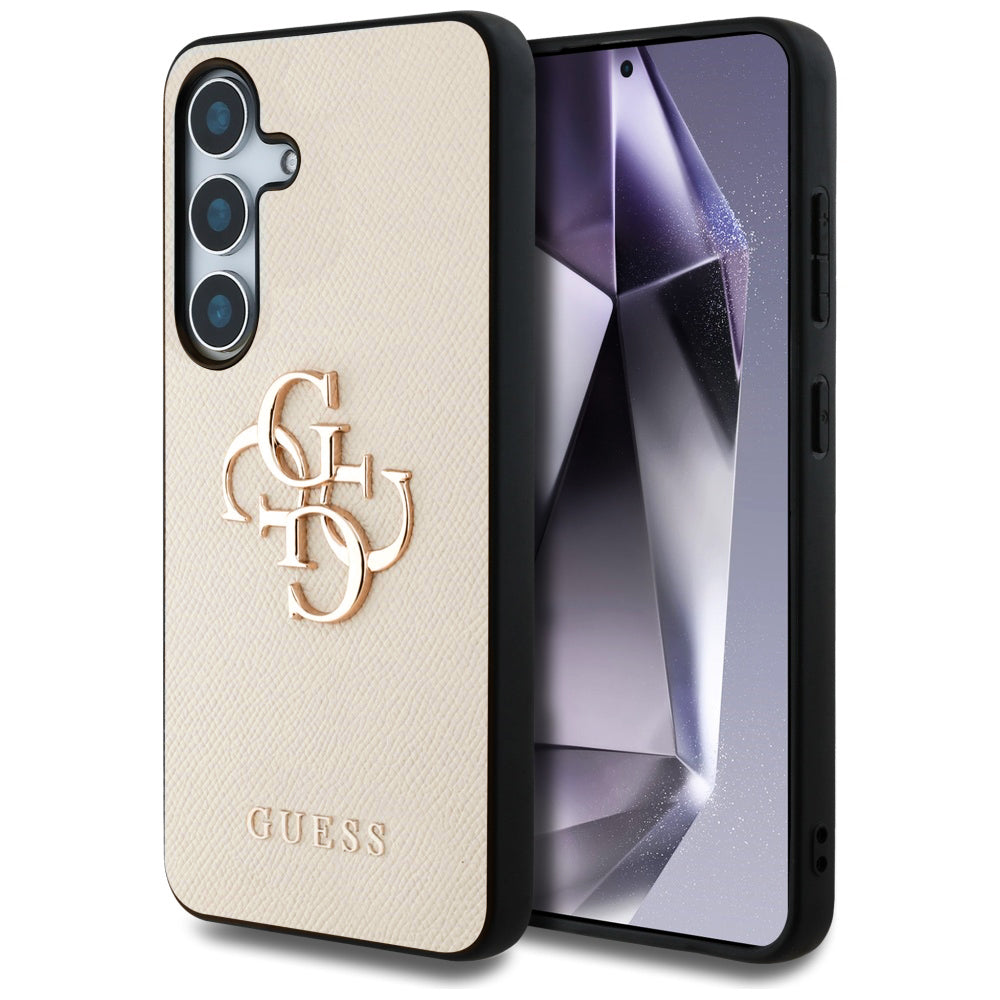 Tok Samsung Galaxy S25 S931-hez, Guess, 4G Grained Big and Classic Logo, Bézs