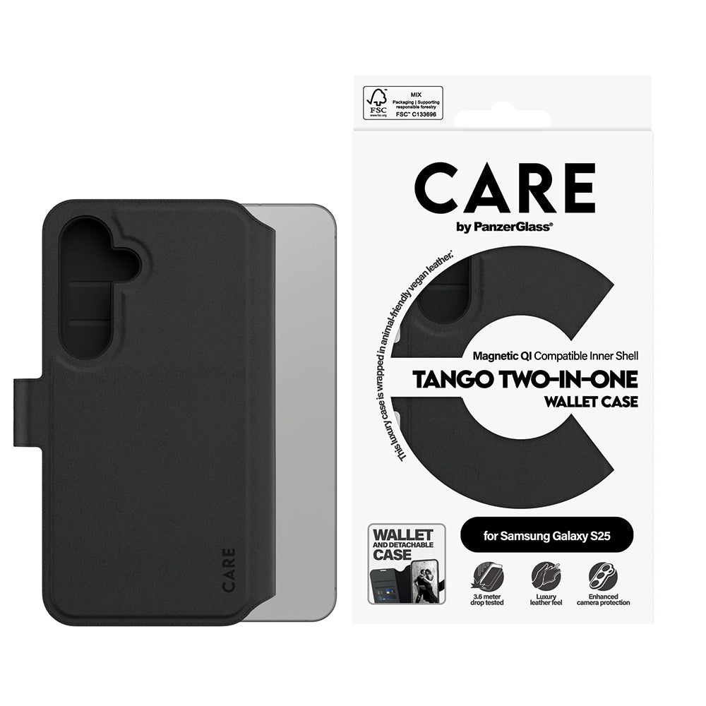 Tok Samsung Galaxy S25 S931-hez, PanzerGlass, Care Feature Tango Two-in-One, Fekete