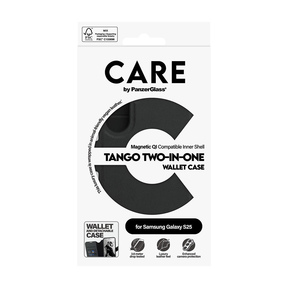 Tok Samsung Galaxy S25 S931-hez, PanzerGlass, Care Feature Tango Two-in-One, Fekete