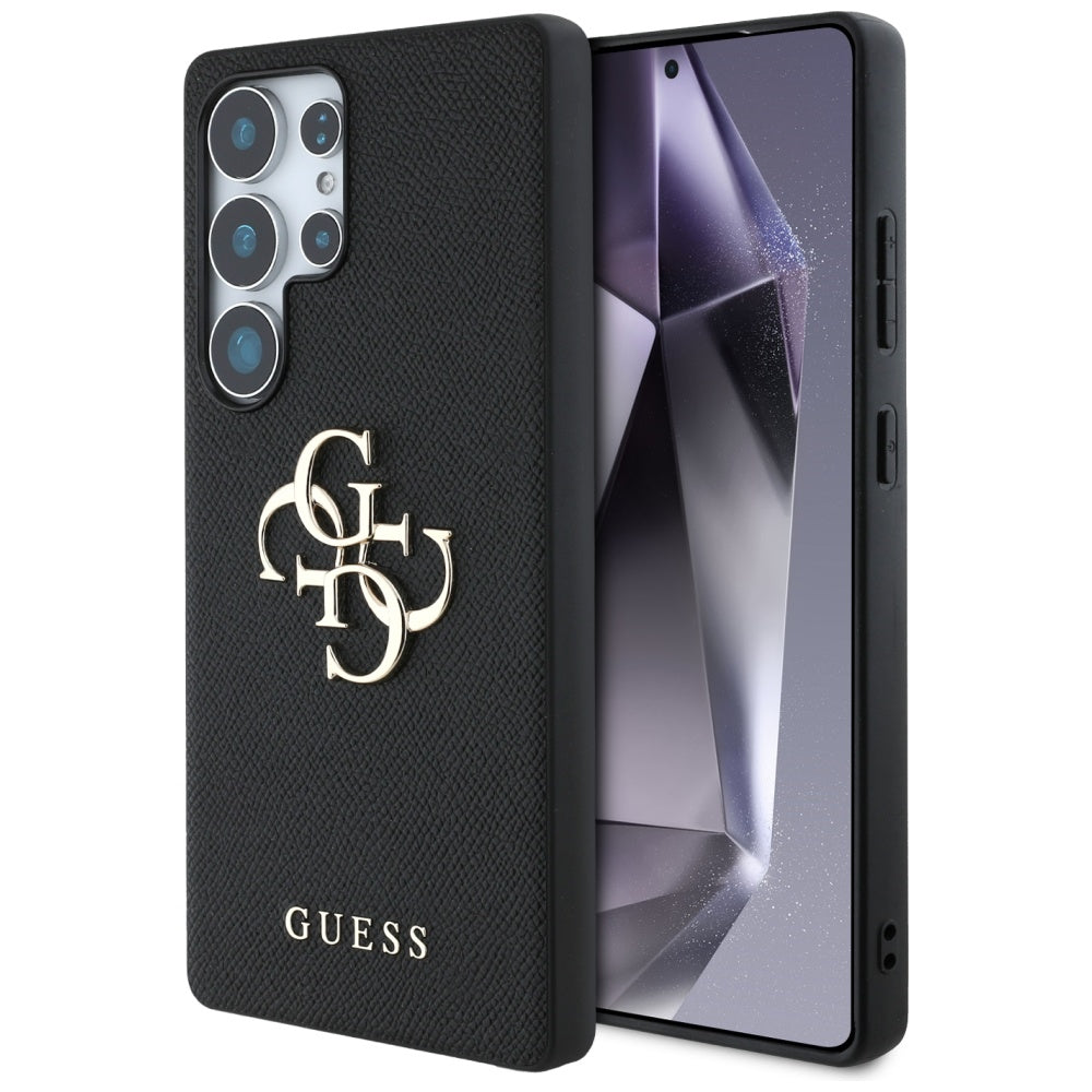 Case for Samsung Galaxy S25 Ultra S938, Guess, 4G Grained Big and Classic Logo, Black