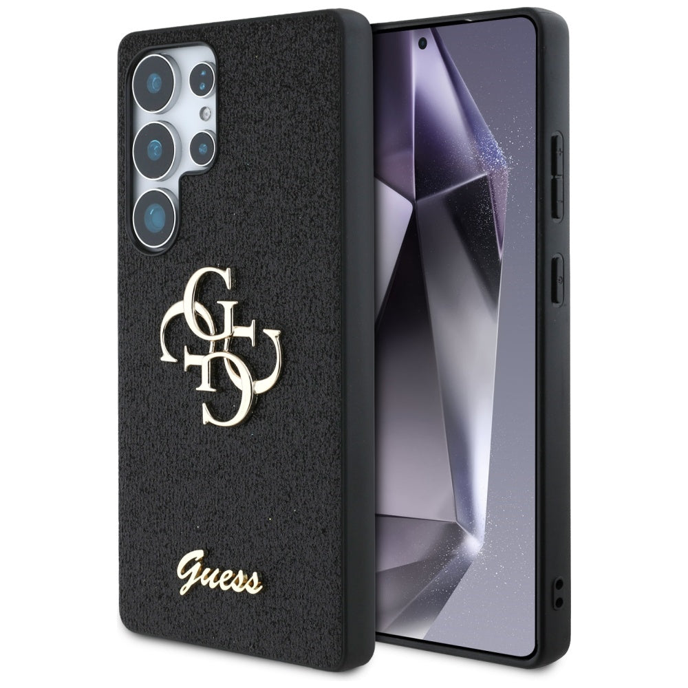 Tok Samsung Galaxy S25 Ultra S938-hoz, Guess, Glitter Big 4G Script, Fekete