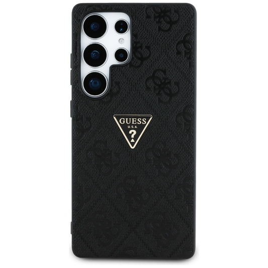 Tok Samsung Galaxy S25 Ultra S938-hoz, Guess, Grained Hot Stamp 4G Triangle, Fekete