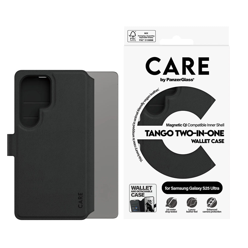 Tok Samsung Galaxy S25 Ultra S938-hez, PanzerGlass, Care Feature Tango Two-in-One, Fekete