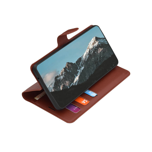 Tok Samsung Galaxy S26 FE / S25 FE készülékhez, Techsuit, bőr folio, barna