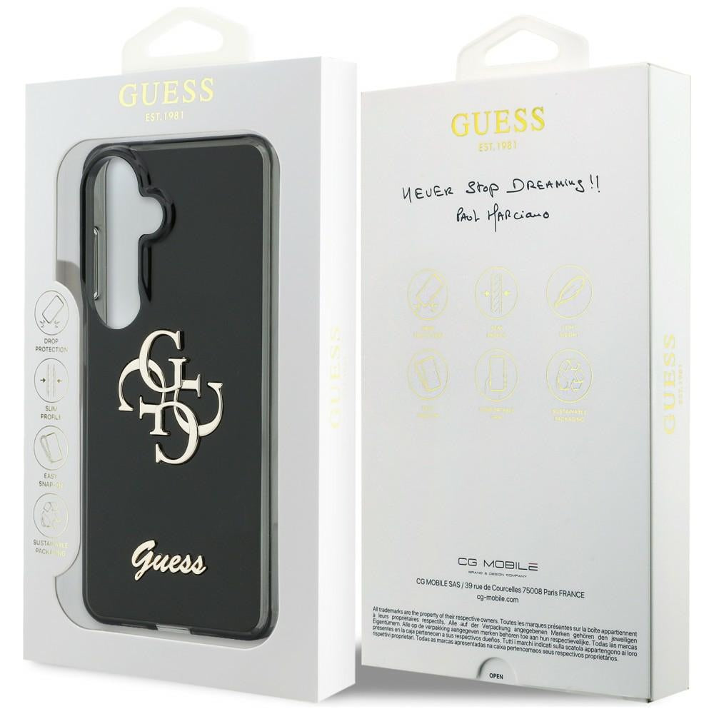 Tok Samsung Galaxy S26 S942-hoz, Guess, IML Big Metal 4G Script, Fekete